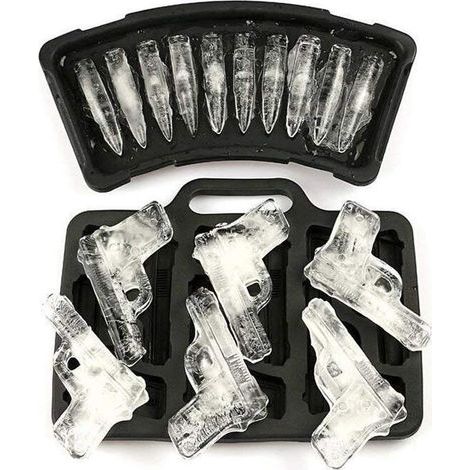 Set di 2 stampi per cubetti di ghiaccio a forma di pistola e cartuccia – Stampi originali in TPR a forma di pistola AK47 e cartuccia per cocktail a base di whisky, cubetti di ghiaccio, cioccolatini e (1/5)