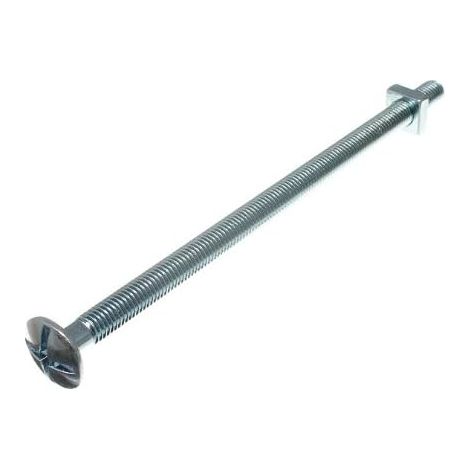 Lot de 4 boulons de toiture plaqués zinc 8 mm x 160 mm avec tête cruciforme et écrou carré