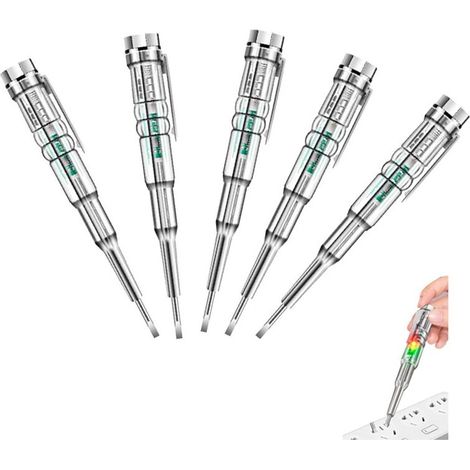 5er-Set Spannungsprüfstift  Berührungsloser intelligenter Induktionsprüfstift – Voltmeter-Leistungsdetektor, elektrischer Schraubendreher, Anzeige, Spannungsprüfer, berührungsloser Wechselstromstift