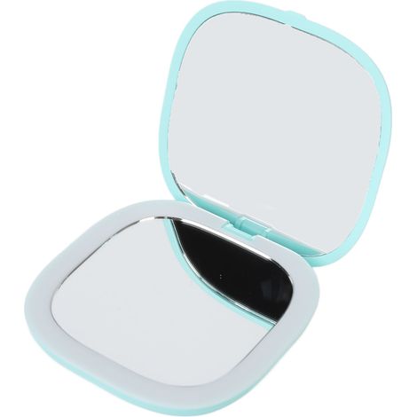 Miroir de maquillage LED grossissant x3, double face, pliable, portable, éclairage blanc et vert (1/5)