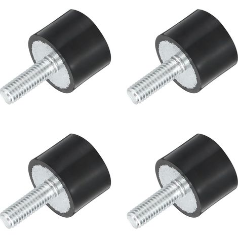 Threaded Rubber Mounts M6 20 x 15 mm 4 Pieces Vibration Isolators, Cylindrical Damper With Rods (1/5)