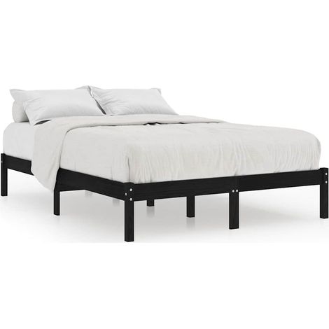 Maison Exclusive - Massivholzbett Schwarz Kiefer 200x200 cm (1/5)