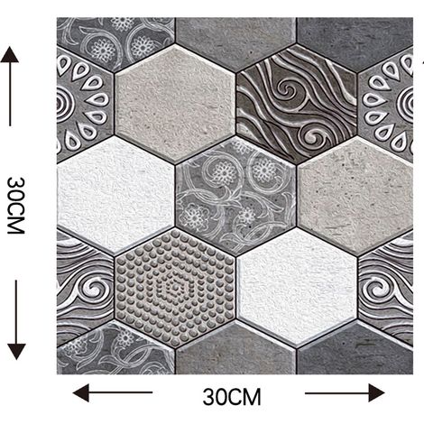 Papier peint auto-adhésif amovible en 3 dimensions, résistant à l'eau et à l'humidité, autocollants muraux en PVC à décoller et à coller pour salon, salle de bain, comptoir de cuisine (1/5)