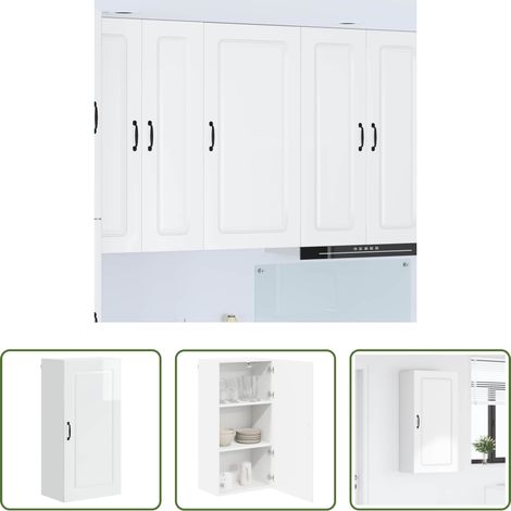 Armoire murale - Armoire de cuisine Kalmar Blanc brillant 50 x 31 x 100 cm (1/5)
