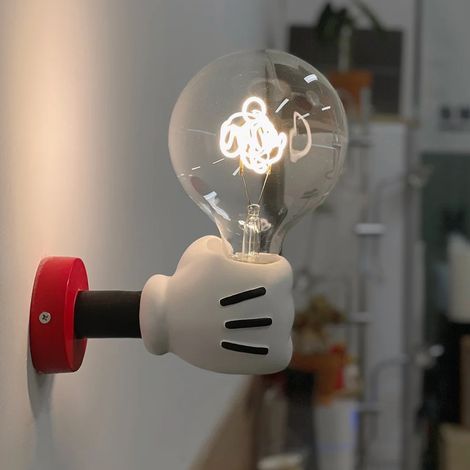 Appliques murales, Lampe de chevet, Veilleuse Mickey Cartoon, Lampe de lecture murale en résine (sans ampoule) (1/5)