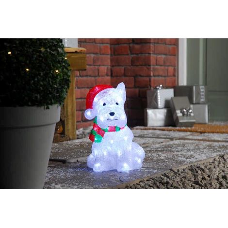 Light up Outdoor Acrylic Westie Dog Christmas Decoration Mains Power - 31cm