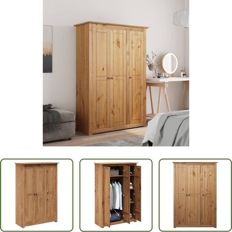 Kleiderschrank 3-Türig - Kleiderschrank 3-Türig 118×50×171,5 cm Kiefer Panama Serie (1/5)
