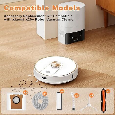 FENOPLASTICAAccessoires de Rechange Compatibles avec Xiaomi X20+ Robot Aspirateur, Pièces de Rechange 1 Brosse Principale 4 Chiffons 4 Filtres (1/3)