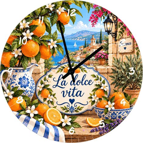 Horloge en verre oranges Provence La dolce vita 29 cm (1/2)