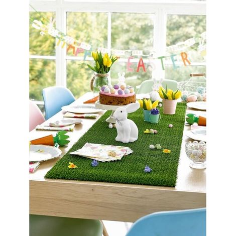 Césped artificial de 1 m para interior, decoración para Pascua, primavera, verano, jardín de hadas, fiesta de Minecraft, temática de fútbol. (1/4)