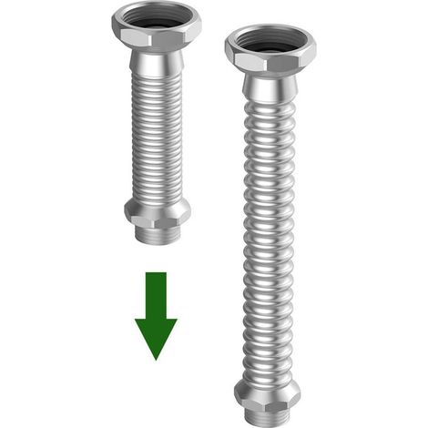 Flamco Inoflexi Stretch-Verbindungsrohr 1/2" Innengewinde x 1/2" Außengewinde, 105mm