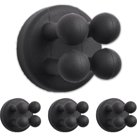 Sollbry Lot de 4 supports de brosse à dents auto-adhésifs en silicone étanches, support de salle de bain monté pour suspendre des clés, des vêtements, des serviettes, un câble pour cuisine, salle de b (1/3)