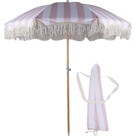 Parasol de Patio avec frange, 8 nervures en fibre de verre, résistant aux UV, grande Table d'extérieur, marché pour terrasse de jardin, piscine d'arrière-cour rayée