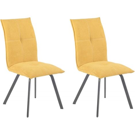 Lot de 2 chaises en tissu jaune avec piètement en métal - ARIA (1/7)