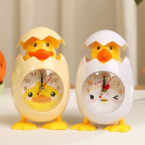 Lot2 Enfants,réveil Dessin animé Oeuf de Poule réveil Bureau pour Enfants décor à la Maison Blanc,Oeuf (1/5)