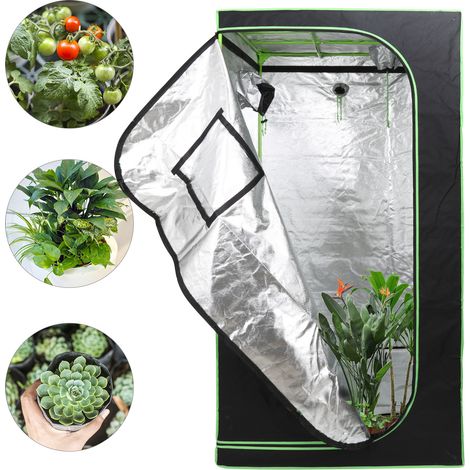 Randaco Growbox 100x100x200cm Pflanzzelt Indoor 600D Oxford, 99,9% lichtdicht, 95% reflektierend, mit Belüftung (1/5)