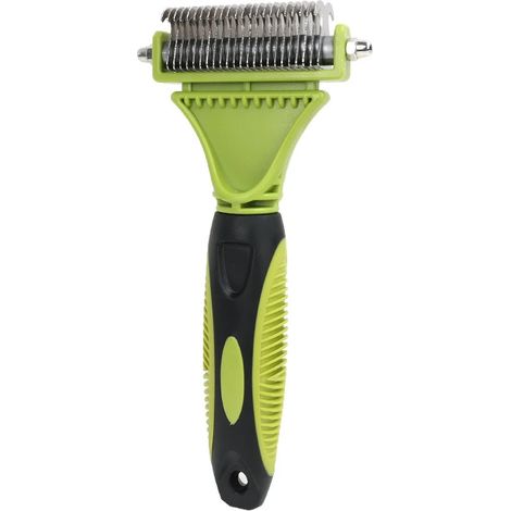 1 peigne démêlant double denté (vert) pour le toilettage des animaux (1/5)