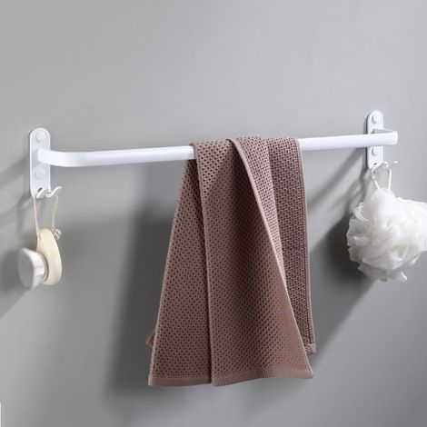 portasciugamani da parete in alluminio, con 2 ganci, 30 cm, bianco, per bagno e cucina (1/5)