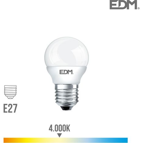 Lampadina LED EDM sferica E27 7W 600lm 4000K Luce naturale Ø4.5x8cm