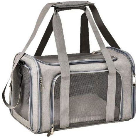 Sac de transport pour animaux de compagnie gris petite taille 40 cm x 25 cm x 25 cm 1 sac de transport pliable pour chat et chien (1/4)