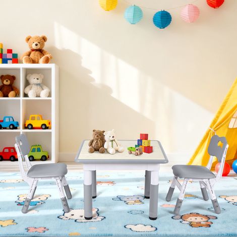 TolleTour Mesa infantil con 2 sillas regulables en altura 60 x 60 cm, tablero lavable multifunción para jugar y estudiar (1/5)