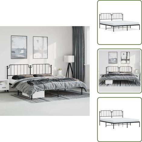 Cadre de lit métal sans matelas avec tête de lit noir 183x213cm - Cadre De Lit - Lit Double - Lit Metal - Lit Avec Têtedé Lit - Sommier (1/5)