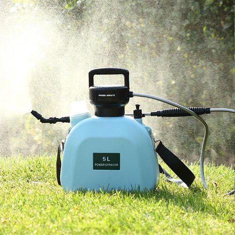 5L akkubetriebenes elektrisches Sprühgerät mit Sprühdüse, tragbarer Rasensprenger für Rasen und Garten, verstellbarer Schultergurt für Rasen-, Garten- und Reinigungsarbeiten. (1/5)
