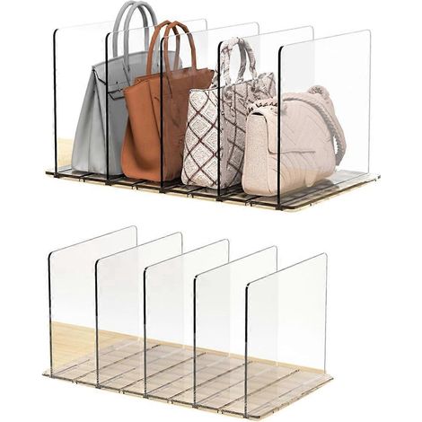 Organisateur de sac à main pour placard, séparateurs d'étagère réglables (2 pièces, 4 niveaux) (1/5)