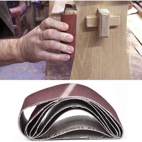 Lot de 5 bandes abrasives de 457 x 75 mm pour ponceuse à bande, grain 60/80/100/120/240 (1/5)