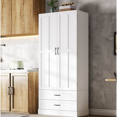 MEUBLIV meuble de rangement haut 180x80x37,5 cm blanc – 3 bacs extractibles (1/5)