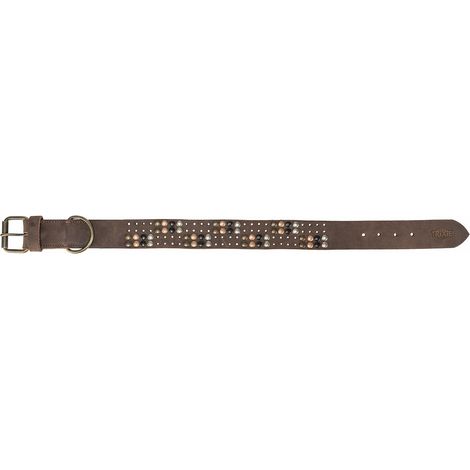 Hundehalsband - TRIXIE - Braun - Rustikales Leder - Nieten - XL