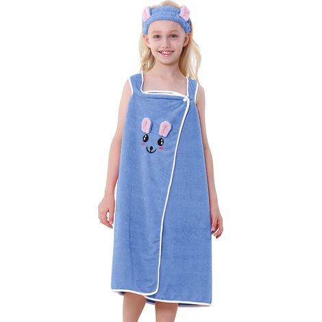 Kinderbadetuch in Form eines Kleides mit saugfähiger Kapuze für Mädchen im Alter von sieben bis zwölf Jahren (1/5)