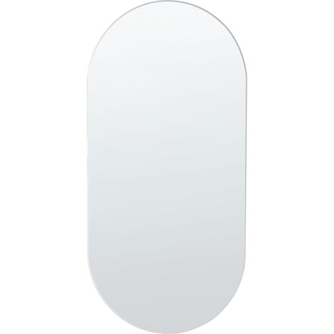 Espejo de pared de vidrio plateado 40 x 80 cm sin marco forma ovalada Alfortville