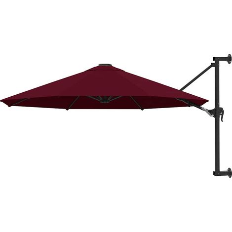 Parasol mural avec mât - Parasol déporté Parasol de Jardin en métal 300 cm Bordeaux BV205291 - BonneVie (1/5)