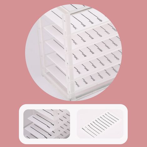 Boîte de Rangement Acrylique 5 Niveaux pour Faux Cils, Organisateur Grande Capacité Voyage et Maison, Design Bleu Moderne (1/5)