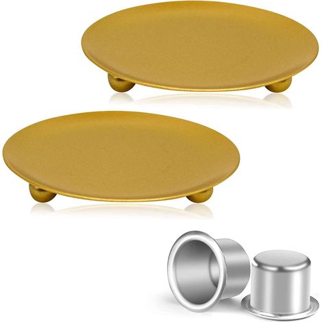 Ensemble de Chandeliers de Pilier de Deux pièces, Vintage métal Or Plaque de Fer Porte - Bougie Plateau Accueil Spa Partie Mariage prière décoration, Thanksgiving Noël créatif Bougie Tasse (1/5)