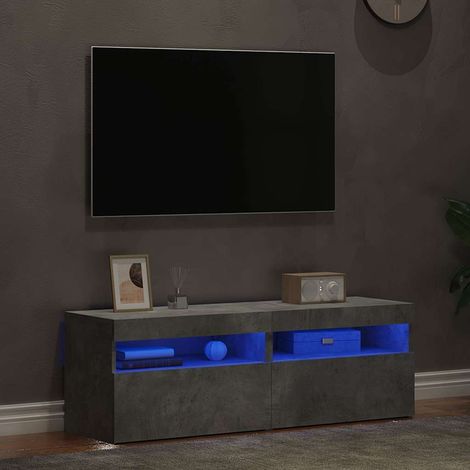 vidaXL Muebles de TV con luces LED 2 uds gris hormigón 60x35x40 cm (1/5)