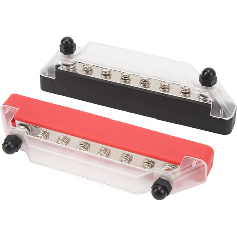 Deux barres omnibus bicolores noires et rouges de 150 A, adaptées aux camping-cars et aux navires modules de distribution d'alimentation à 8 canaux M6 à courant élevé, CC 12 V à 48 V. (1/5)