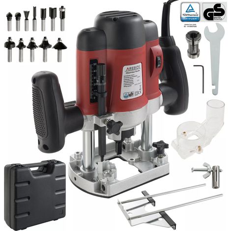 AREBOS Oberfräse Holz Fräse Fräsmaschine Hand Kanten Fräser 1200W inkl.12 Fräser (1/5)