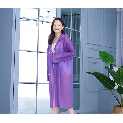 Imperméable EVA non jetable, portable pour les voyages et les activités de plein air, pour adultes, 150 g, 45 cm, effet soie givrée, extra épais, violet, poignets larges.