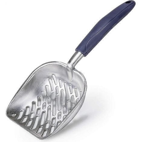 Pelle à litière pour chat en alliage d'aluminium massif, tamis, pelle profonde avec long manche flexible (1/5)