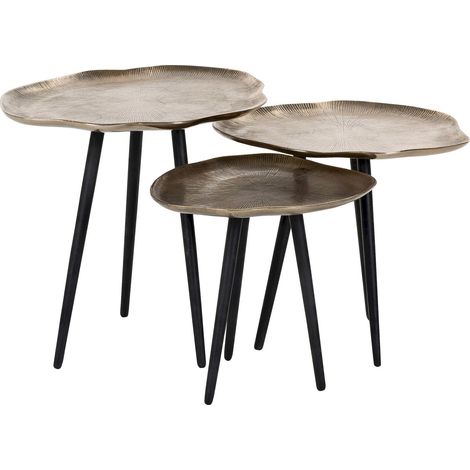 Tables gigognes Volenta lot de 3 - Or champagne sur piètement noir (1/5)