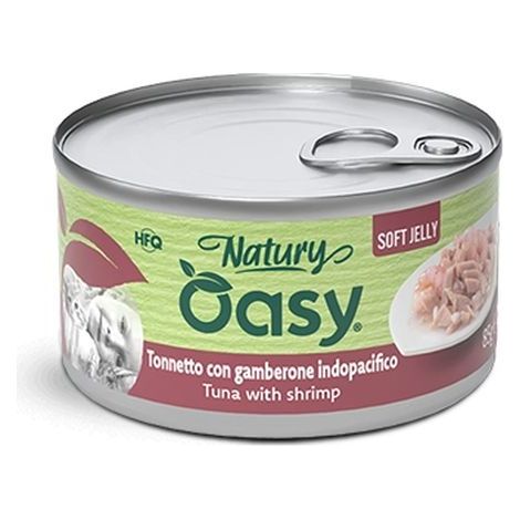 Oasy Gatto Natury Soft Jelly Lattina 85gr TONNETTO CON GAMBERONE INDOPACIFICO