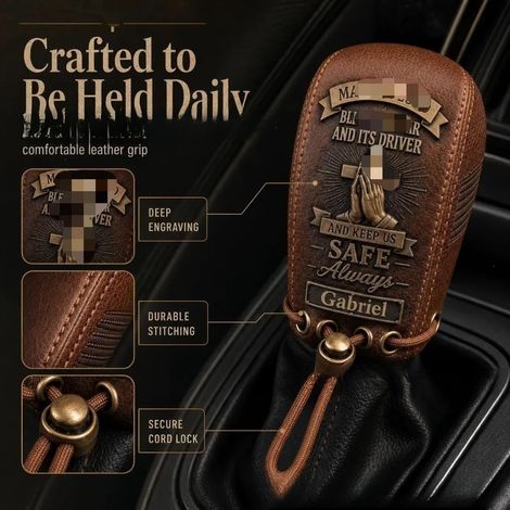 Traveler's Leather Gear Shift Cover - Personalized gear shift cover