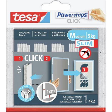 tesa tesa Powerstrips CLICK tesa Powerstrips CLICK Slim - pad adesivi a strappo per l'inserimento e il disinserimento d