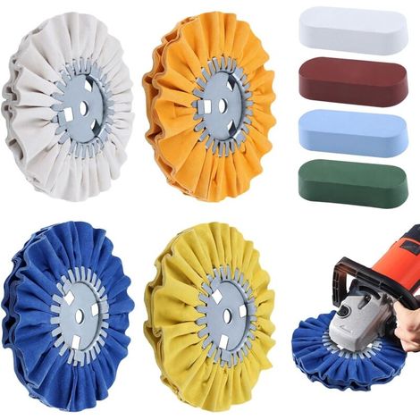 8pcs Airway Polishing Wheel Kit Diameter 5/8 in Shaft Hole Polishing Compound and Aluminum Polishing Wheel 8" Diameter 5/8" in Shaft Hole 16 Ply for Polishing (1/5)