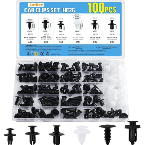 Befestigungsclips Auto 100 Stück 6 Arten Nylon 6 bis 10 mm (1/5)