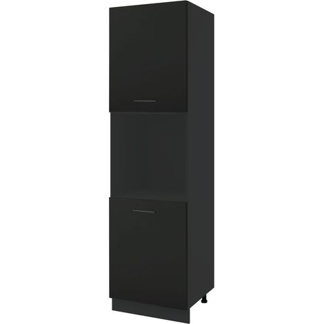 Colonne de cuisine pour four encastrable Lovia Noir mat 2 portes L 60 cm - Porte avec poignée apparente   Black