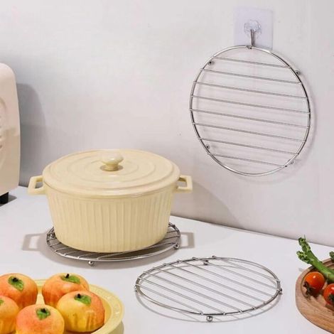 Support à casseroles en acier inoxydable épais - convient aux tables et aux plaques de cuisson - 1 pièce, rond, 18 cm (1/4)