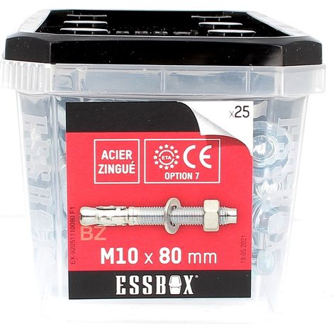 ESSBOX de 25 Goujons D'Ancrage 10X80 Acier (1/2)